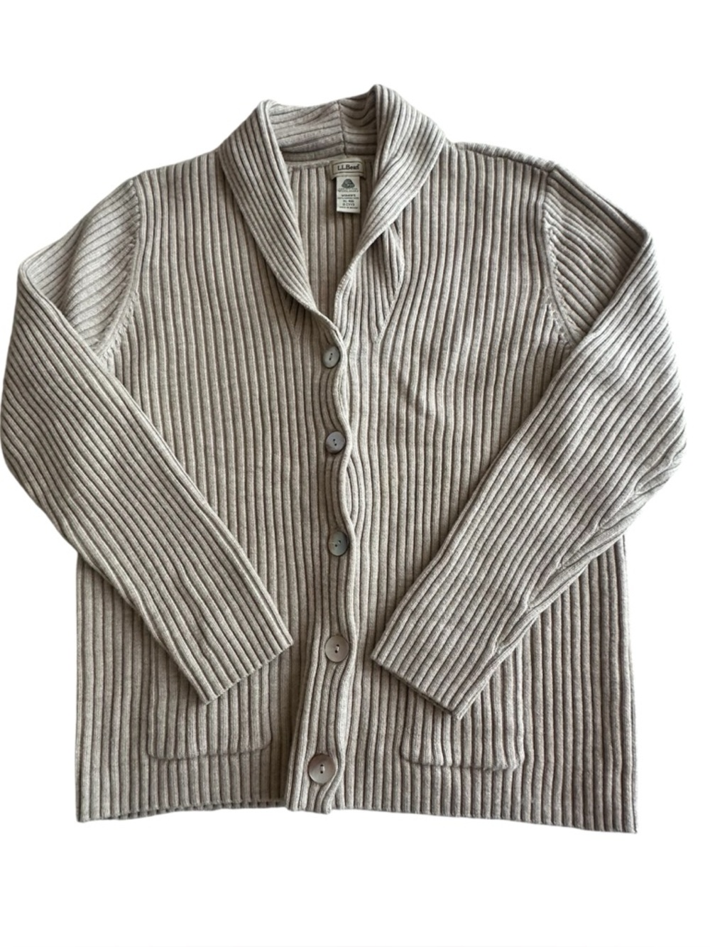L.L.Bean women’s long sleeve woolmark beige sweater XL